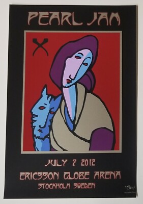Pearl Jam Concert Poster by Stanley Mouse 7/07/2012 Stockholm