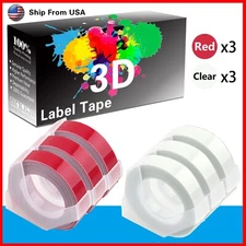 (3Red+3Clear) LabelTape 3D Fit For Dymo 1595GY 1540 Dymo 1595GYCP