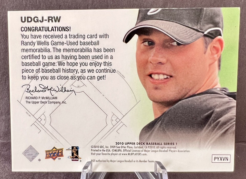 2010 RANDY WELLS Upper Deck Jersey UDGJRW Chicago Cubs Toronto Blue