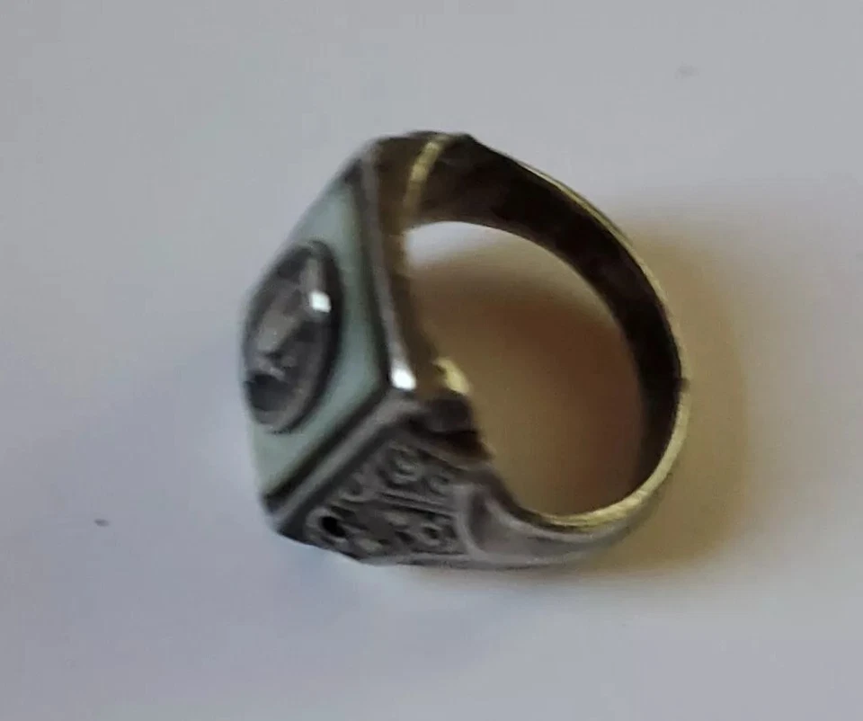 Anillo Virgen María Nuestra Señora Plata de Ley Perla Sólida Marcasita Talla 7.5 Foto 2 de 4