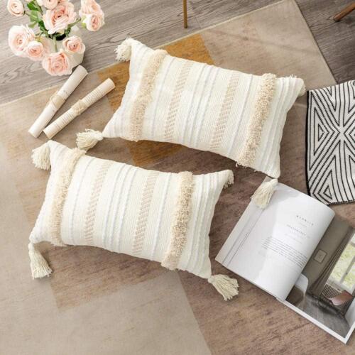 OJIA Lumbar Decorative Boho Throw Pillow Cover, 12 X 20 Farmhouse Cute Neutral - Picture 4 of 9
