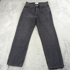 Agolde Jeans Womens 25 Black 90s Crop Recourse Distressed Buttonfly Baggy