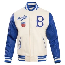Men's Letterman Brooklyn Dodgers White Wool & Royal Leather Varsity Jacket