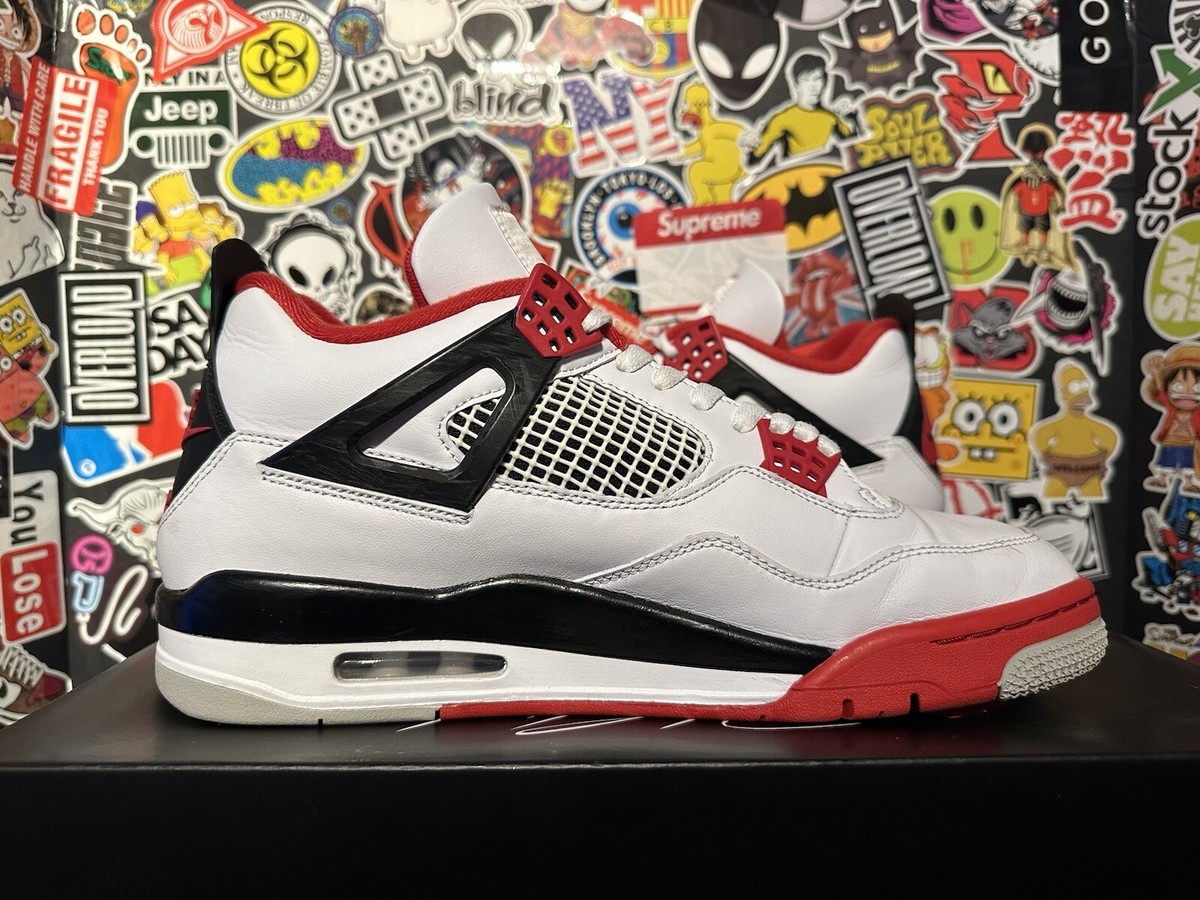靴 Nike Air Jordan 4 Retro OG Fire Red Nike Air Jordan IV 4 Retro GS Fire Red White 408452-160 sz