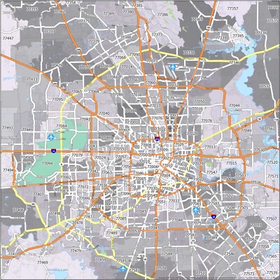 Houston Zip Code Map GLOSSY POSTER PICTURE PHOTO PRINT BANNER 11966