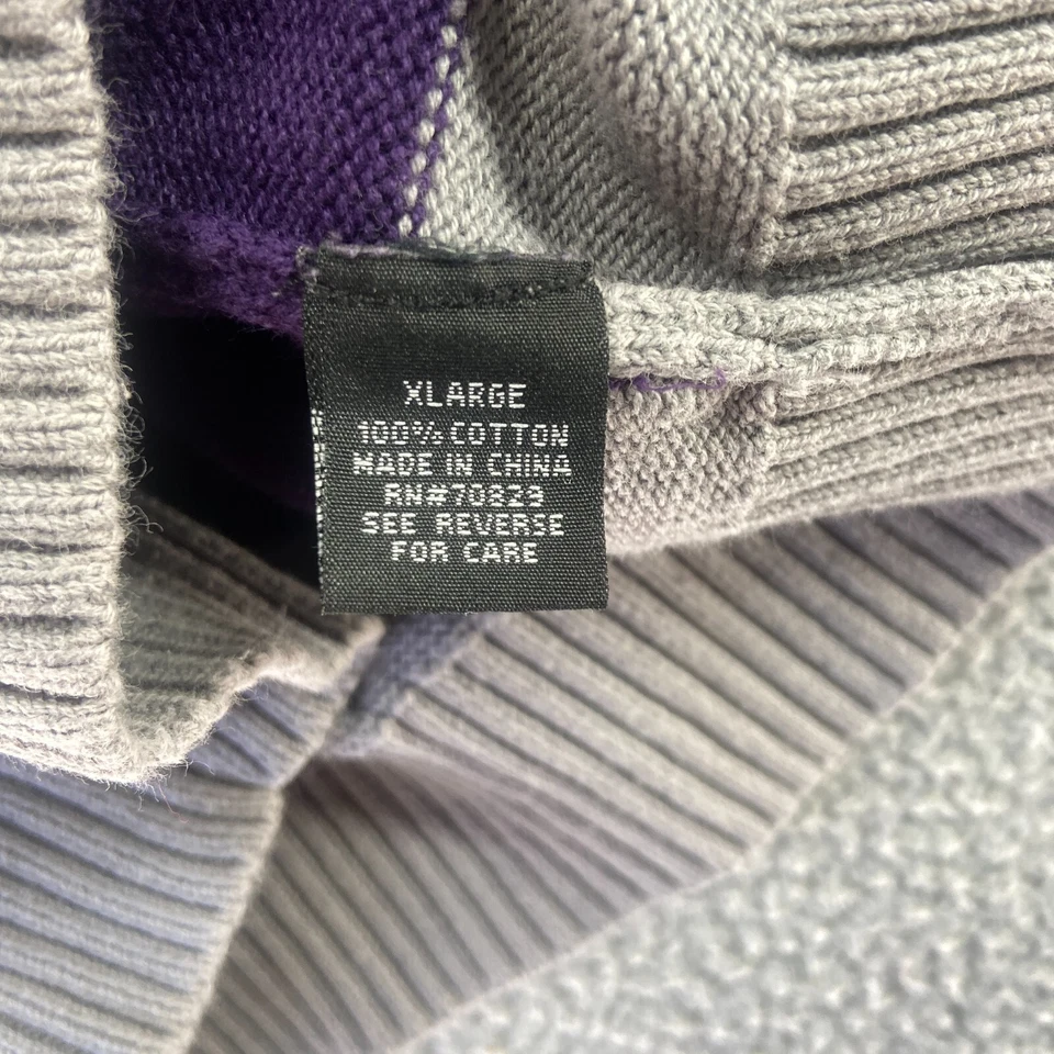Suéter de manga larga a rayas gris púrpura de carbono para hombre cuello falso talla XL Foto 4 de 4