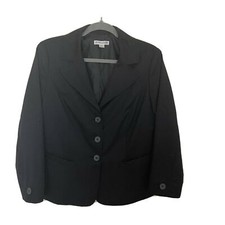 Pendleton 3-Button Wool Blazer Jacket Black Women's Long Sleeve Lined Sz 10