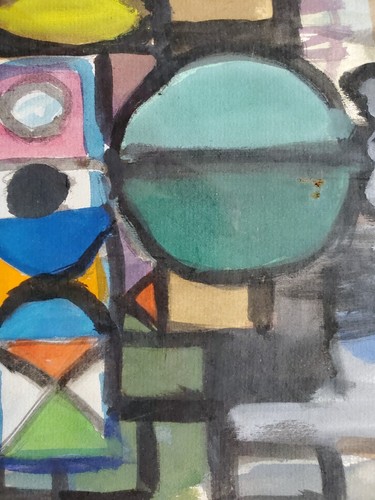 Gemälde Aquarell Stadtansicht Abstrakt Gerda Henning Signiert Nachlass - Bild 4 von 10