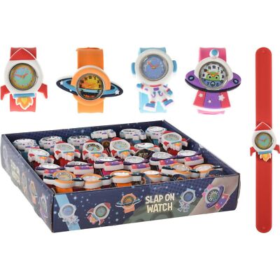 24x Kinder Uhr Schnapparmband Schüler Bunt Weltraum All Astronauten Lern  Zahlen