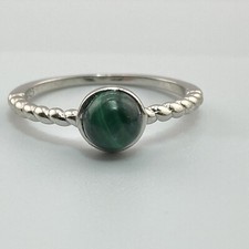Cabochon-Cut Superb Malachite With Outstanding Design Sterling Silver 925 Ring