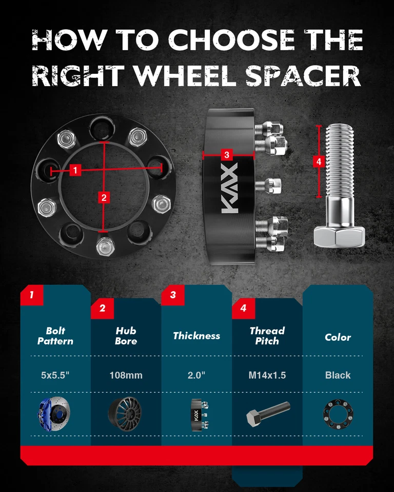 4 espaciadores de rueda 2" 5x5,5 14x1,5 para Ram 1500 2012-2018 2014 2015 2016 2017 Foto 3 de 4