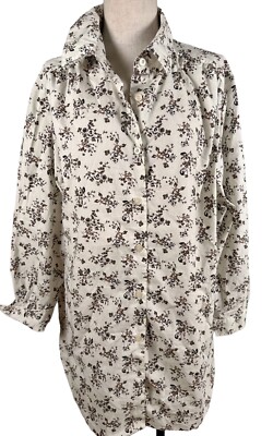 Roamans Plus Size Medium Blouse Shirt Long Sleeve Button Up Collared Floral  Top