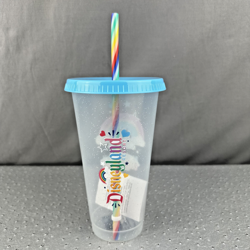 Disney Tumbler With Straw Disneyland Castle Be Your Own Rainbow 26oz NEW - Picture 7 of 11