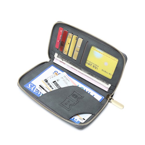 RFID Leather Travel Passport Case Cover Zipper Wallet Card Holder with Wristband - Picture 33 of 36