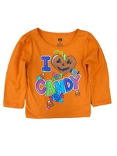 Happy Halloween Infant Toddler Girls I Love Candy T-shirt Pumpkin Tee Shirt