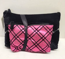 2 PIECE MODELLA COSMETIC BAGS NWT HOT PINK BLACK - U
