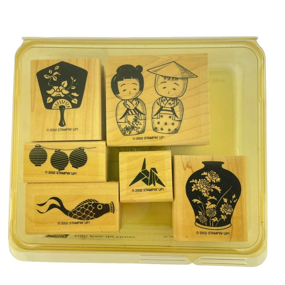 Conjunto de estampación REGALOS DEL ORIENTE Muñeca Kokeshi Jarrón Linterna Origami Grúa Koi Foto 3 de 4