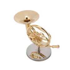 4 inch miniature brass French horn with stand musical instrument home decoration