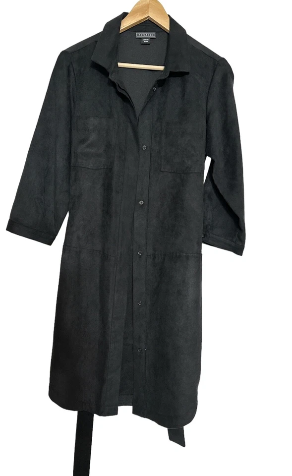 Chaqueta cárdigan para mujer Metaphor con cinturón oculta con botones manga 3/4 talla M negra Foto 2 de 4