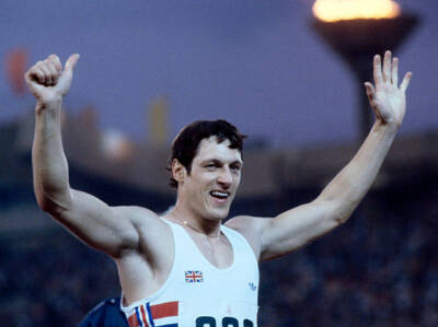 Allan Wells of Great Britain after winning the mens 100 metres fi - Old Photo 1