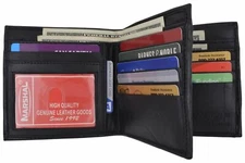 Black Hipster Bifold Genuine Leather Multi Card ID Money Holder Mens Wallet New
