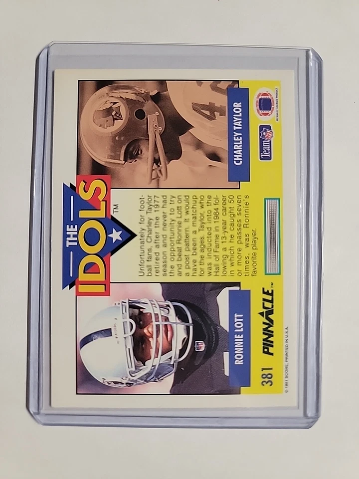 1991 Pinnacle Football The Idols Ronnie Lott w/Taylor #381 Set Break NM-MT - Image 2 of 2