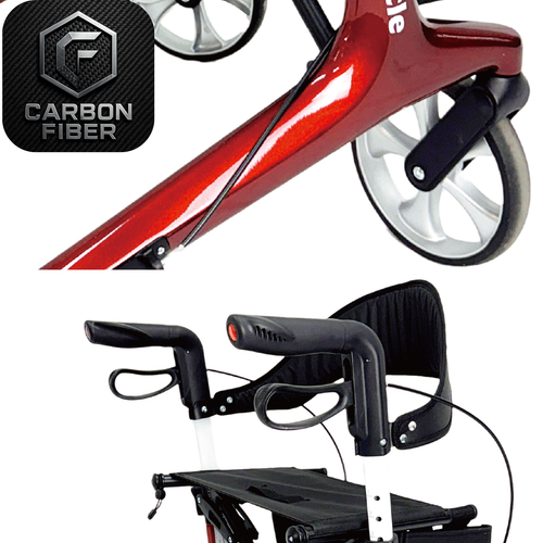 Carbon Fiber Fibre Rollator Ultralight Walker HighSeat Lighter Better Adjustable - Picture 8 of 15