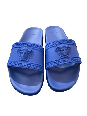 VERSACE 17AW MEDUSA SLIDES ラバーサンダル_NAVY Versace Men's Royal Blue Medusa Sandals Pool Slides, sz 43