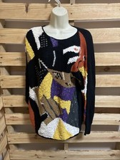 Vintage Lilly of California Geometric Design Sweater Woman's Size XL KG JD