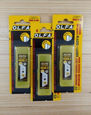 3 Pack OLFA RSKB-2/10B Rounded Tip Safety Blades (30 blades)