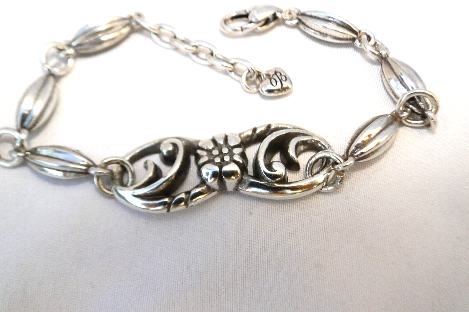 Altered Brighton Swirl Flower Silver Beaded Charm Bracelet
