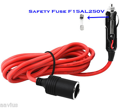 12FT Long Cable Cigarette Lighter Plug Socket Extension Cord For Car Van  Truck