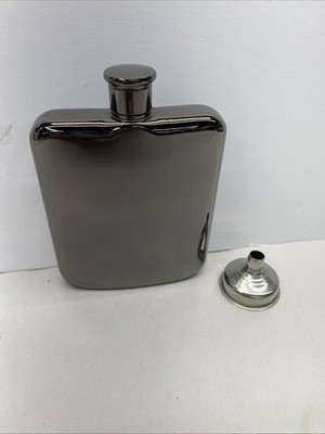 Viski Gunmetal Flask, Black Stainless Steel Flask with Screw Top W/ Funnel