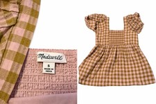 Madewell Gingham Seersucker Square Neck Puff-Sleeve Cottagecore Dress S