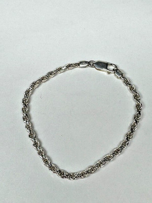 Unisex 925 Sterling Silber 3,4 mm Seil Kette Armband ITALIEN