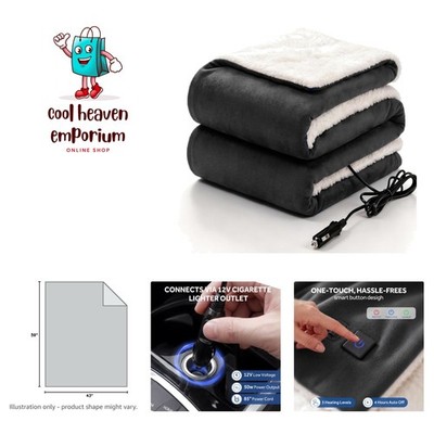 Luxury 12V Electric Heated Blanket - Machine Washable for Cars, SUVs & Camping