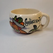 Handpainted Cartagena de Indias Columbian Soup Bowl Mug Signed