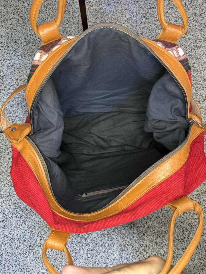 Bolso de Lona de Viaje Guatemalteco Tejido Bordado Cuero Fin de Semana Boho Foto 3 de 4