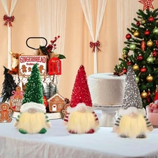 3pcs LED Lighted Christmas Gnome Handmade Santa Elf Figurine Faceless Doll Decor