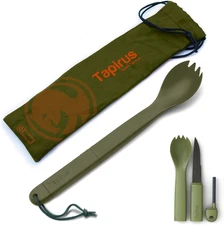Spork Tactical Green | BPA Free Spoon Fork, Stainless Steel Knife and Fire Start