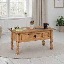 Corona Essentials 1 Drawer Coffee Table Wax Solid Wood Pine FSC Mexican Living 