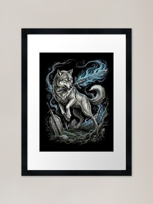 Great Grey Wolf Sif Brave Wolf Port Framed Wall Art Poster Canvas Print Picture