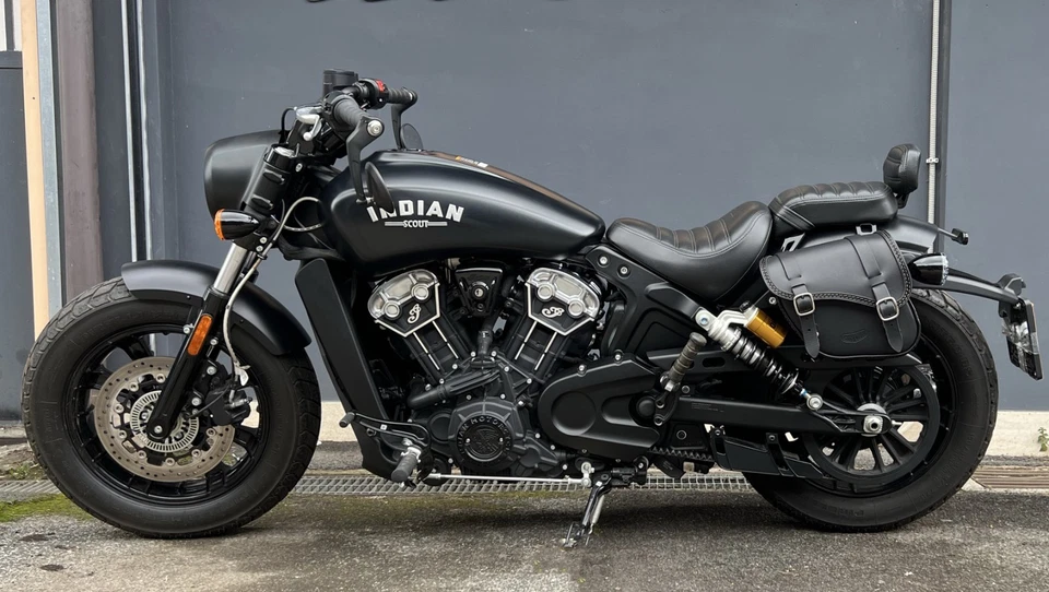 POUR 2018 - 2024 INDIAN SCOUT BOBBER, SCOUT ROUGE SACOCHE EN CUIR CÔTÉ GAUCHE - Photo 2/4