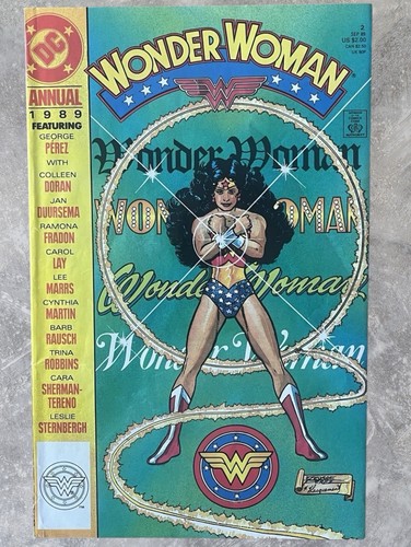 Copertina Wonder Woman Annual #2 1989 DC Comics George Perez Diana Prince Lazo ottime condizioni - Foto 2 di 3