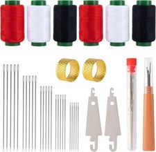 37 Pcs Big Eye Steel Sewing Needles Kit - Stainless Steel Needles for Hand Sewin