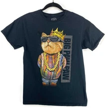 Big Paw Paw T-Shirt Men's Size Small King Coogi Cat w/Crown Black Short Sleeve 