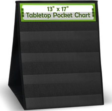   1 Pack - 13" Wide X 17" Tall Tabletop Pocket Chart, Black - Double Sided with