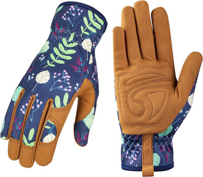 Leather Gardening Gloves for Women - Working Gloves for Weeding, Digging, Planti