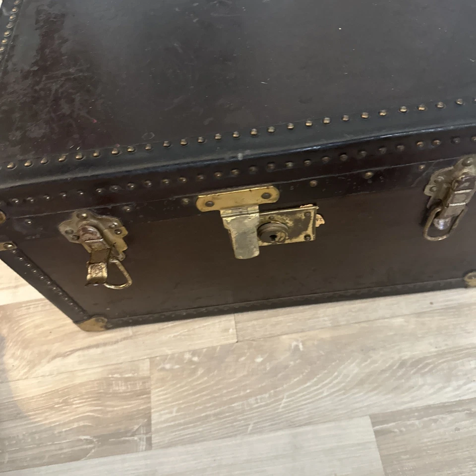 "Antiguo baúl de muñeca vaporera pequeña muestra vendedor estado original 18""11""10""" Foto 2 de 4