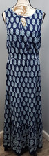 Talbots Maxi Dress Womens Small Multi Patterned Cinch Waist Tasseled Tie Front